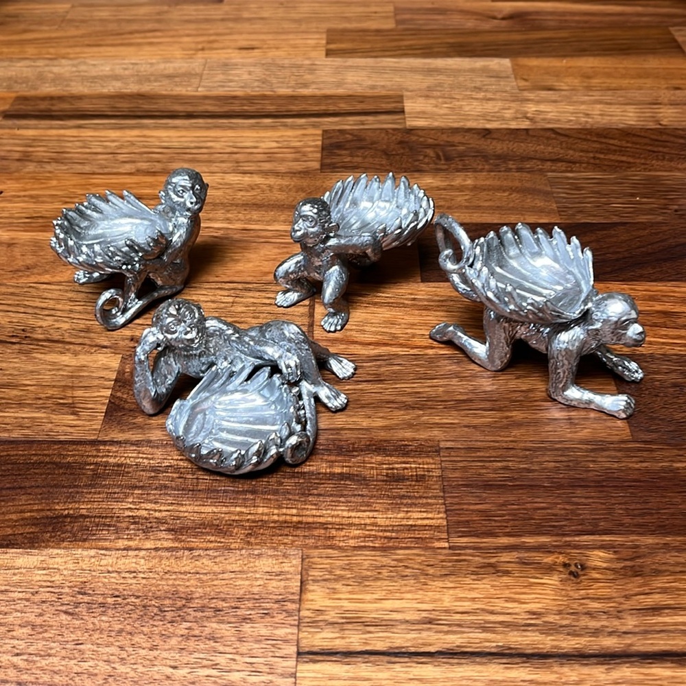 RARE Arthur Court Monkey Tea Light Holders set/4